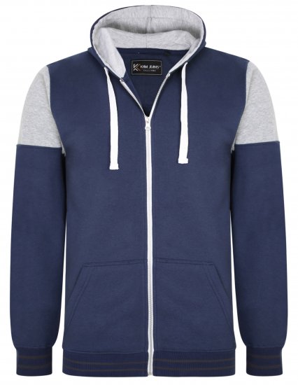 Kam Jeans 7049 Cut & Saw Sleeve Hoodie Navy - Puloverji & jopice - Moški Puloverji & Jopice za Močnejše Postave