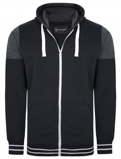 Kam Jeans 7049 Cut & Saw Sleeve Hoodie Black - Puloverji & jopice - Moški Puloverji & Jopice za Močnejše Postave