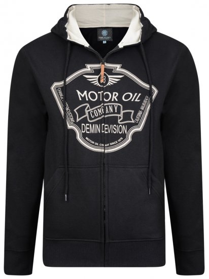 Kam Jeans 705 Motor Oil Hoodie Black - Puloverji & jopice - Moški Puloverji & Jopice za Močnejše Postave