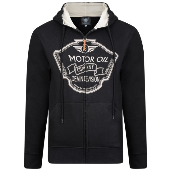 Kam Jeans 705 Motor Oil Hoodie Black - Puloverji & jopice - Moški Puloverji & Jopice za Močnejše Postave