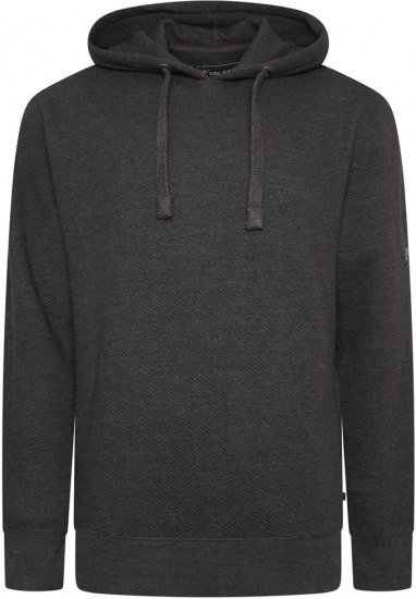 Kam Jeans 7067 Textured Over Head Hoody Charcoal - Puloverji & jopice - Moški Puloverji & Jopice za Močnejše Postave