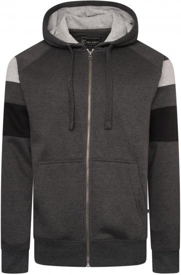 Kam Jeans 7069 Cut & Saw Zip Thru Hoody Charcoal - Puloverji & jopice - Moški Puloverji & Jopice za Močnejše Postave