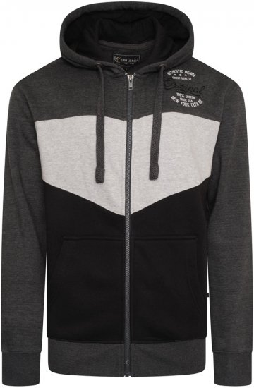 Kam Jeans 7070 Panelled Hoody with EMB Charcoal - Puloverji & jopice - Moški Puloverji & Jopice za Močnejše Postave