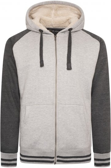 Kam Jeans 7075 Raglan Zip Thru Sherpa Hoodie Grey - Puloverji & jopice - Moški Puloverji & Jopice za Močnejše Postave