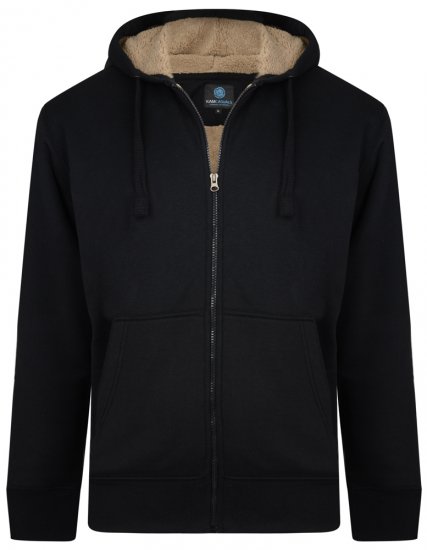 Kam Jeans 709 Sherpa Lined Hoodie Black - Puloverji & jopice - Moški Puloverji & Jopice za Močnejše Postave