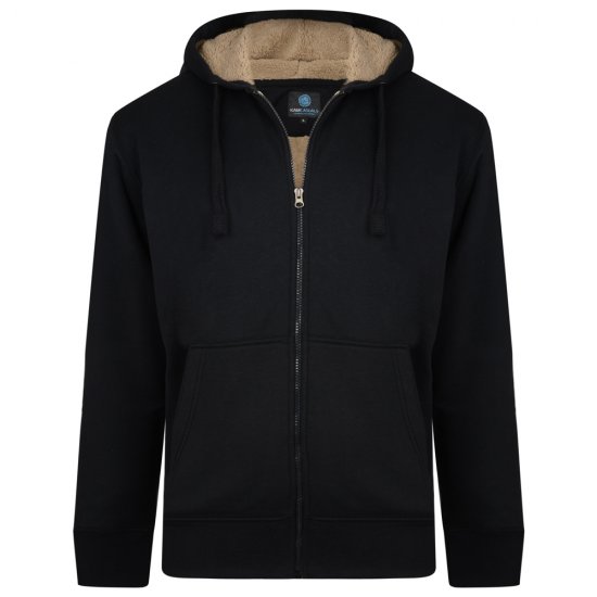 Kam Jeans 709 Sherpa Lined Hoodie Black - Puloverji & jopice - Moški Puloverji & Jopice za Močnejše Postave