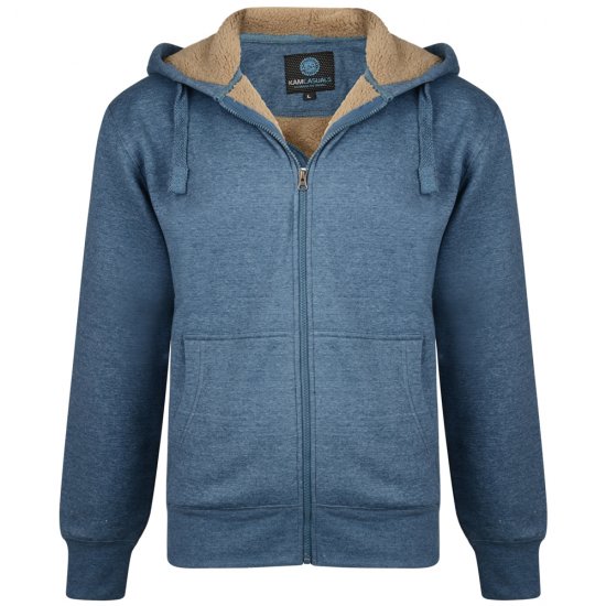 Kam Jeans 709 Sherpa Lined Hoodie Denim - Puloverji & jopice - Moški Puloverji & Jopice za Močnejše Postave