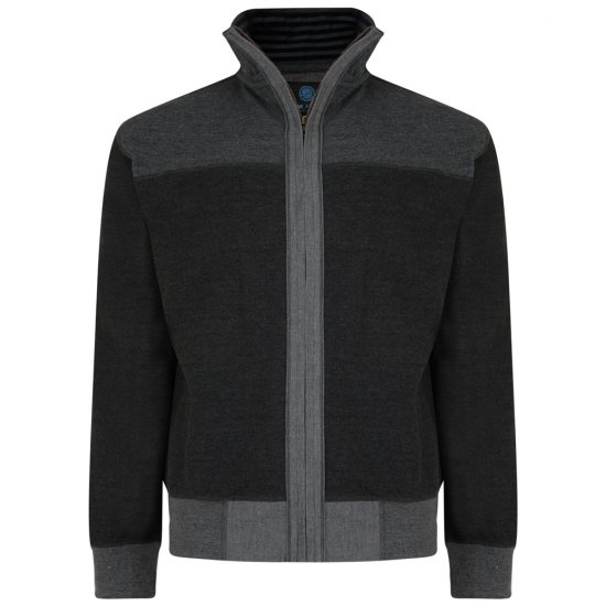 Kam Jeans 715 Full Zip Sweater Charcoal - Puloverji & jopice - Moški Puloverji & Jopice za Močnejše Postave