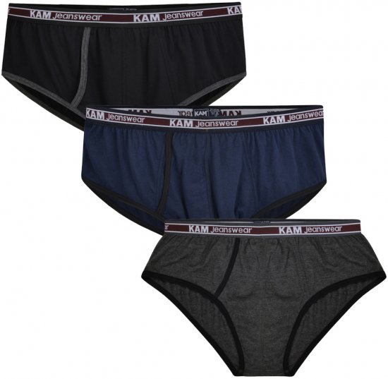Kam Jeans 806 Underwear Black, Charcoal, Navy 3-Pack - Spodnje perilo & kopalne hlače - Moško Spodnje Perilo za močnejše postave
