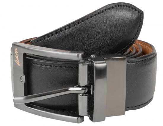 Kam Jeans 921 Leather Belt Black/Brown "Reversible", 3cm - Pasovi - Moški Pasovi Večje Velikosti