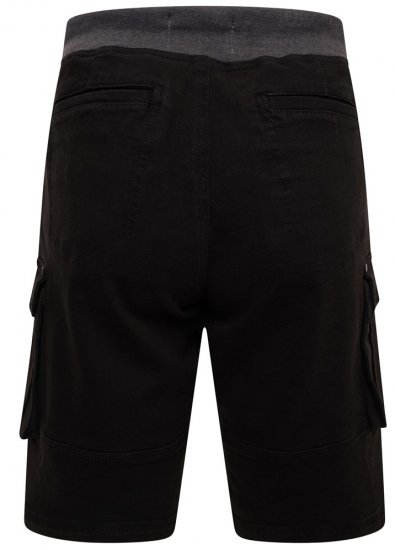 Kam Jeans Elvio Rib Waist Stretch Shorts Black - Kratke hlače - Moške Kratke Hlače za Močnejše Postave