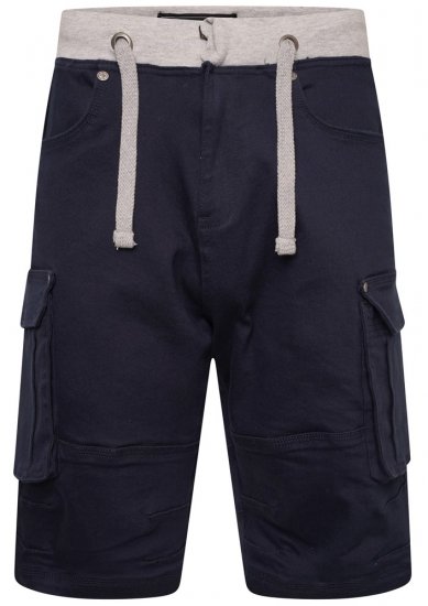 Kam Jeans Elvio Rib Waist Stretch Shorts Navy - Kratke hlače - Moške Kratke Hlače za Močnejše Postave