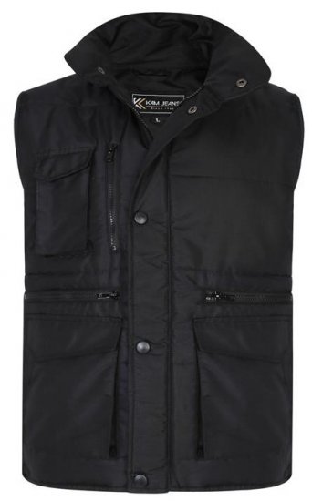 Kam Jeans KV115 Military Multi Pocket Vest Black - Jakne - Moške bunde za Močnejše Postave