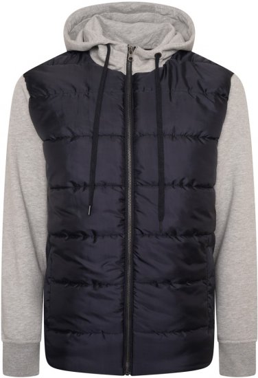 Kam Jeans KV135 Quilted Zip Thru Hoody with Padded Body & Jersey Sleeves Navy TALL SIZES - MOŠKA OBLAČILA MT-6XLT - DALJŠI kroji