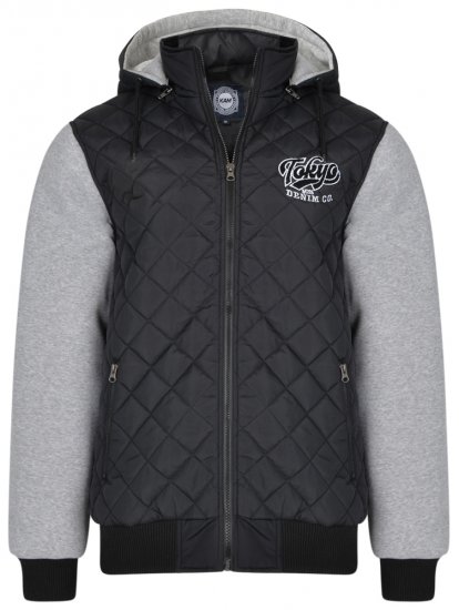 Kam Jeans KV91 Jersey Sleeve Jacket Black - Jakne - Moške bunde za Močnejše Postave