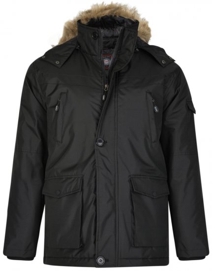 Kam Jeans KV97 Padded Winter Jacket Black - Jakne - Moške bunde za Močnejše Postave