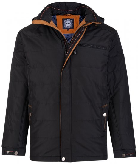 Kam Jeans KV98 Padded Jacket Black - Jakne - Moške bunde za Močnejše Postave