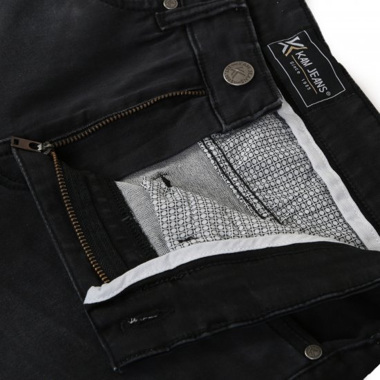Kam Jeans Nunez Knitted Denim Stretch Fashion Jeans Charcoal - Kavbojke & hlače - Moške Kavbojke in Hlače za Močnejše Postave