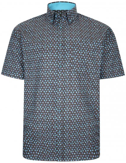 Kam Jeans P010 Premium Short sleeve Shirt Charcoal - Srajce - Moške srajce za Močnejše Postave