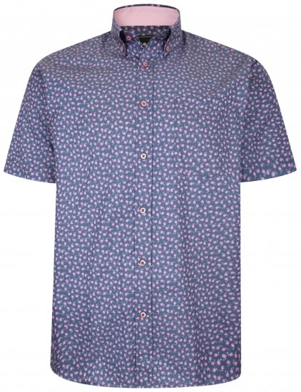 Kam Jeans P012 Premium Short sleeve shirt Navy - Srajce - Moške srajce za Močnejše Postave