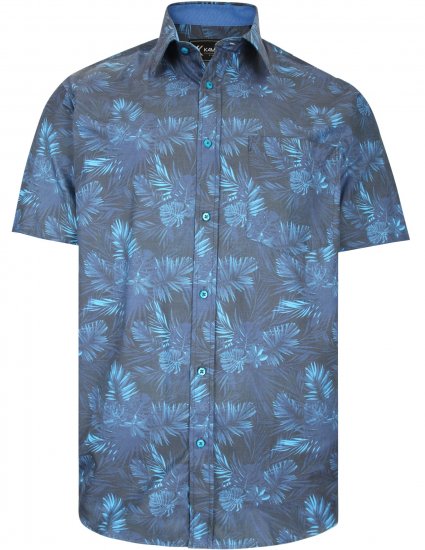 Kam Jeans P013 Premium Floral Print Shirt Navy - Srajce - Moške srajce za Močnejše Postave