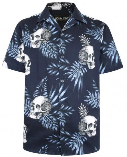 Kam Jeans P015 Casual Shirt with Skull Print - Srajce - Moške srajce za Močnejše Postave