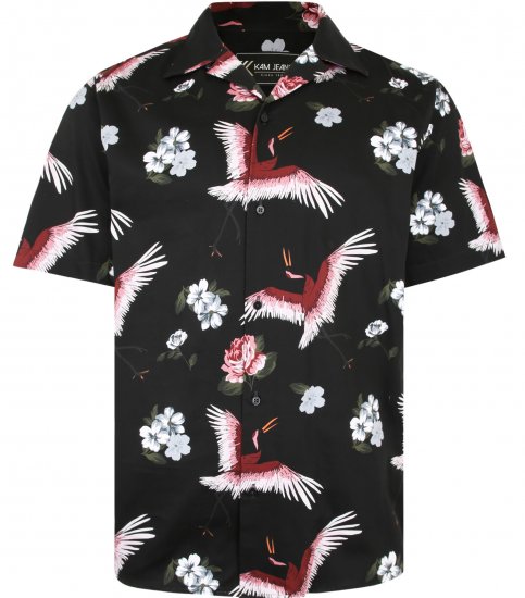 Kam Jeans P016 Flamingo Print Shirt - Srajce - Moške srajce za Močnejše Postave