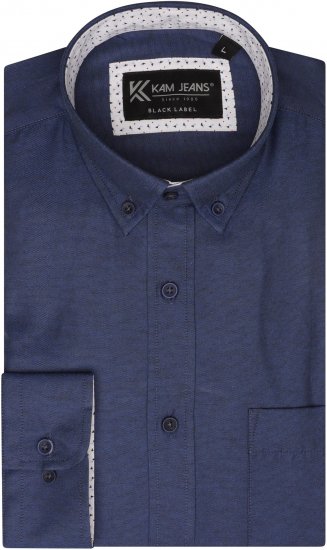Kam Jeans P020 Premium Long sleeve Oxford Shirt Navy - Srajce - Moške srajce za Močnejše Postave
