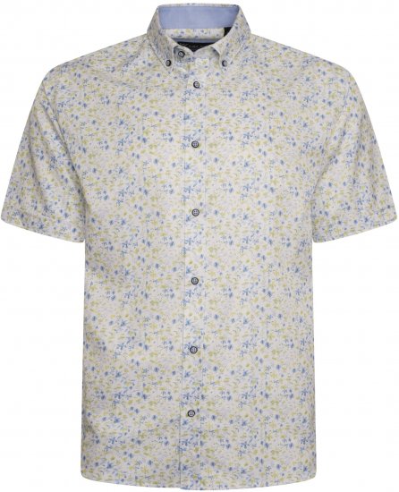 Kam Jeans P036 Premium Floral Print Shirt White - Srajce - Moške srajce za Močnejše Postave