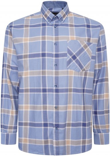 Kam Jeans P038 LS Premium Cotton Check Shirt Denim - Srajce - Moške srajce za Močnejše Postave