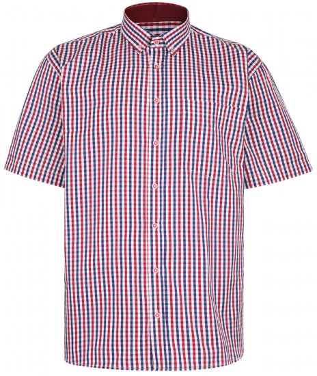 Kam Jeans 640 Premium Short Sleeve Shirt Red - Srajce - Moške srajce za Močnejše Postave