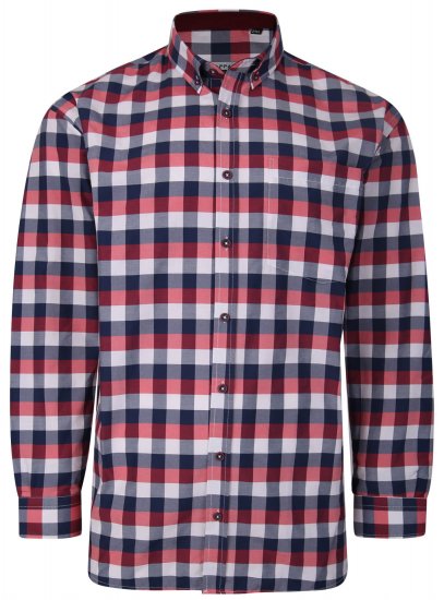 Kam Jeans P642 Premium Large Check Shirt LS Red - Srajce - Moške srajce za Močnejše Postave