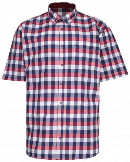 Kam Jeans 642 Premium Short Sleeve Shirt Red - Srajce - Moške srajce za Močnejše Postave