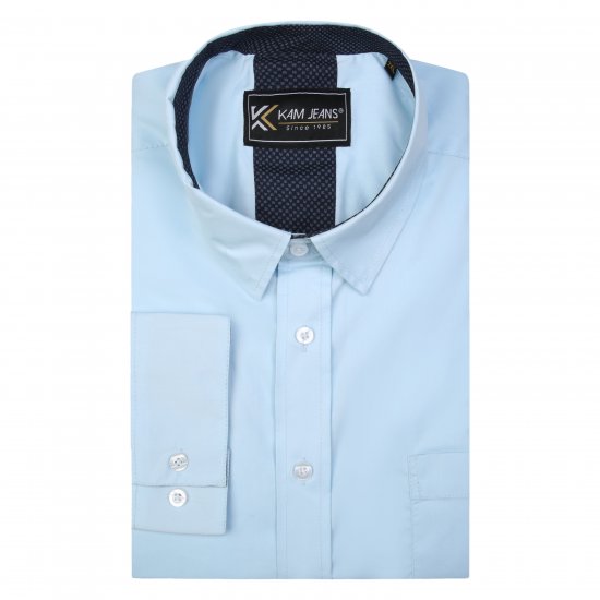Kam Jeans P684 Premium Stretch Shirt Blue - Srajce - Moške srajce za Močnejše Postave