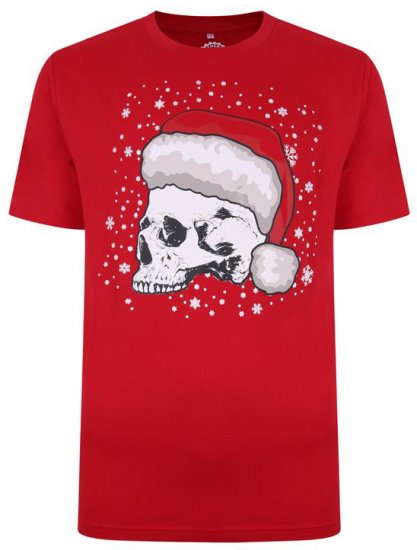 Kam Jeans X008 Santa Skull Print T-Shirt Red - Kratke Majice - Moške kratke majice za močnejše postave
