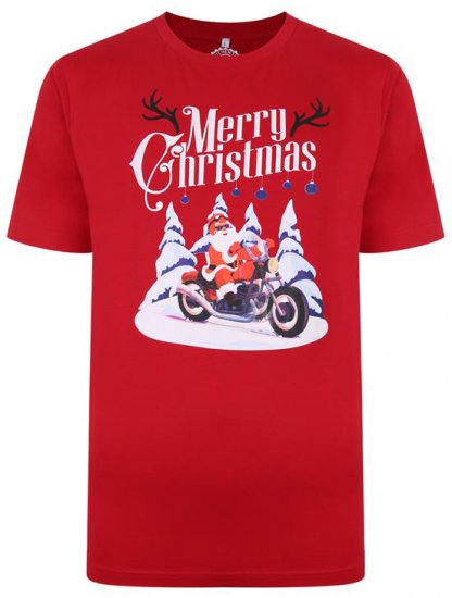 Kam Jeans X009 Santa Biker Print T-Shirt Red - Kratke Majice - Moške kratke majice za močnejše postave