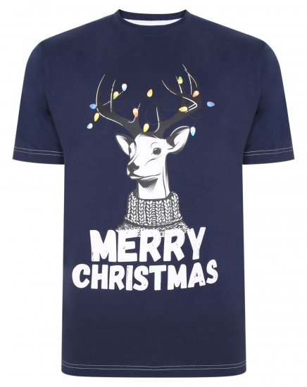 Kam Jeans X015 T-Shirt Navy - Kratke Majice - Moške kratke majice za močnejše postave