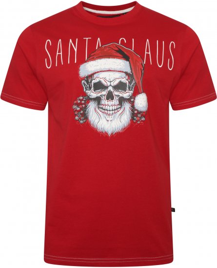Kam Jeans X029 Santa Claus Skull Print T-Shirt Red - Kratke Majice - Moške kratke majice za močnejše postave