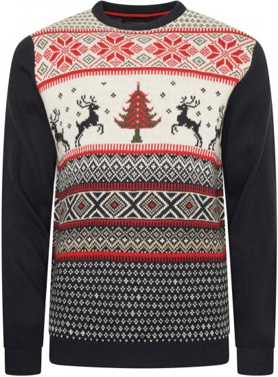Kam Jeans X031 Reindeer Xmas Sweatshirt Navy - Puloverji & jopice - Moški Puloverji & Jopice za Močnejše Postave