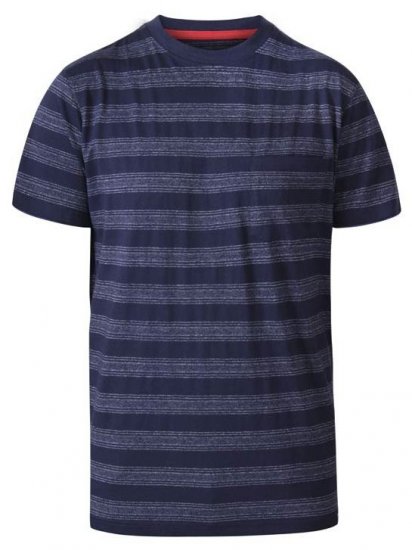D555 Keegan Crew Neck Stripe T-Shirt Navy - Kratke Majice - Moške kratke majice za močnejše postave