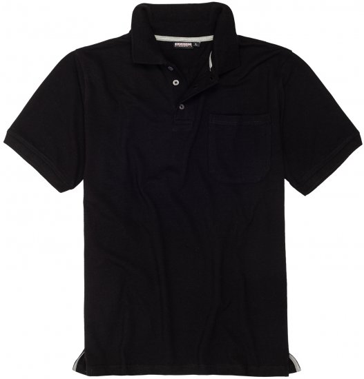 Adamo Klaas Regular fit Polo Shirt with Pocket Black - Polo majice - Moške Polo Majice za Močnejše Postave