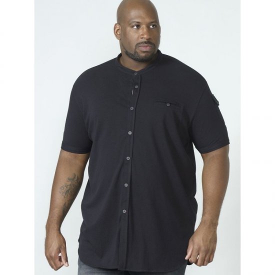 D555 Archer Collarless Shirt Black - Srajce - Moške srajce za Močnejše Postave