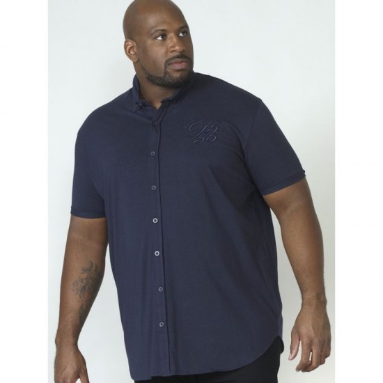 D555 Beaver Couture Jersey Shirt Navy - Srajce - Moške srajce za Močnejše Postave