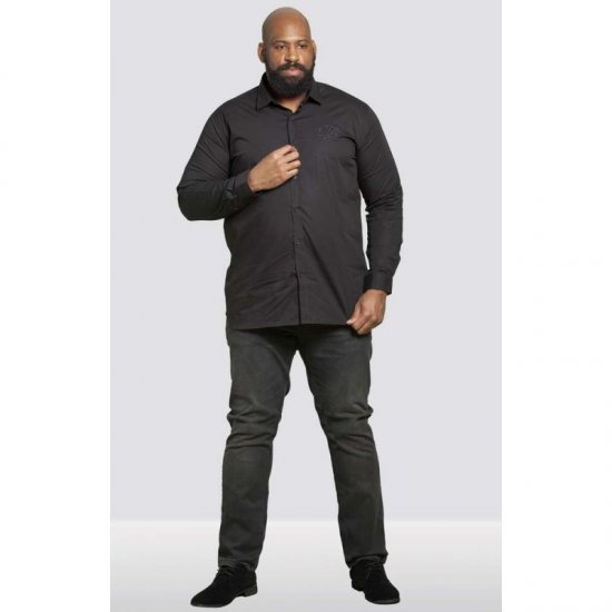 D555 Michael Couture Stretch Shirt Black - Srajce - Moške srajce za Močnejše Postave