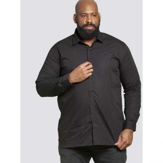 D555 Michael Couture Stretch Shirt Black - Srajce - Moške srajce za Močnejše Postave