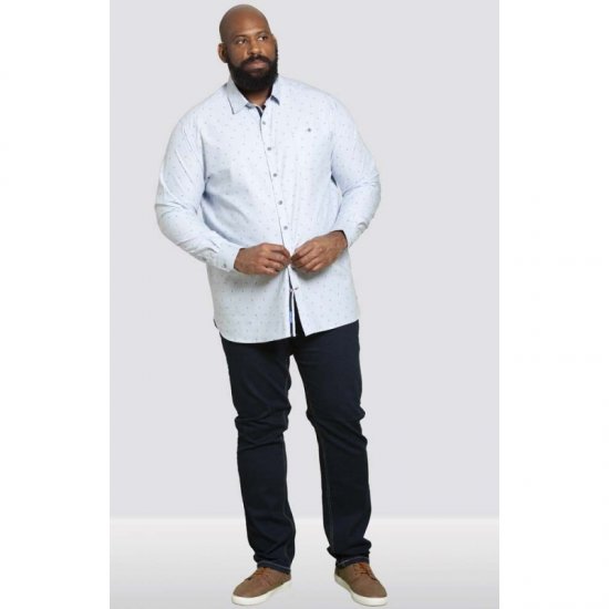 D555 Addington Printed Oxford Shirt Blue - Srajce - Moške srajce za Močnejše Postave