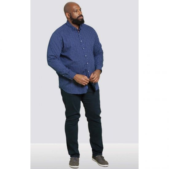 D555 Bainton Long Sleeve Shirt Navy - Srajce - Moške srajce za Močnejše Postave