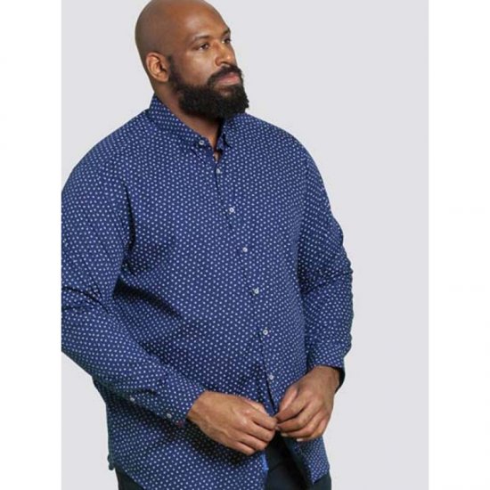D555 Bainton Long Sleeve Shirt Navy - Srajce - Moške srajce za Močnejše Postave