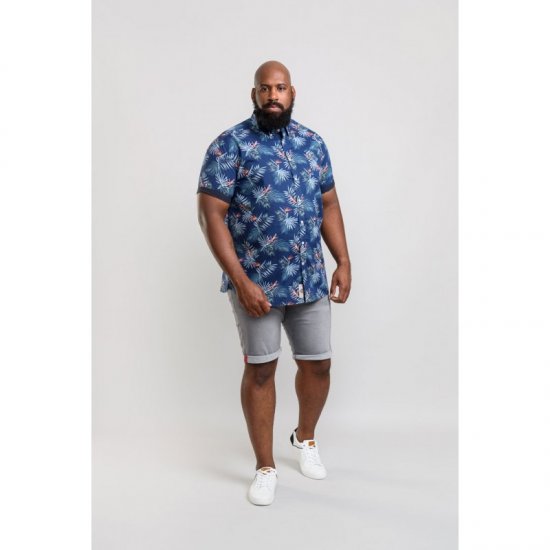 D555 Reuben Hawaii Shirt Navy - Srajce - Moške srajce za Močnejše Postave