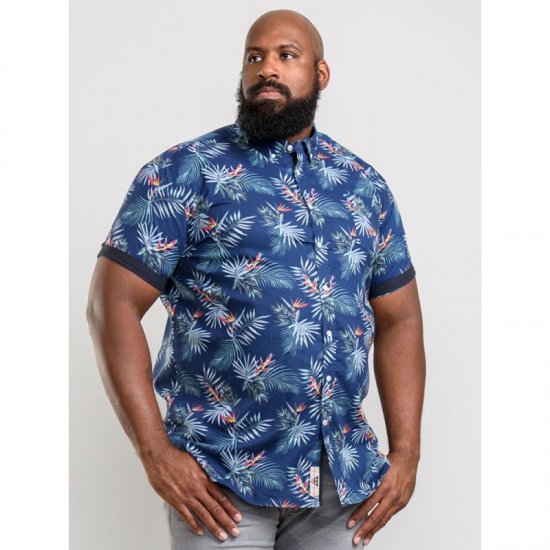 D555 Reuben Hawaii Shirt Navy - Srajce - Moške srajce za Močnejše Postave